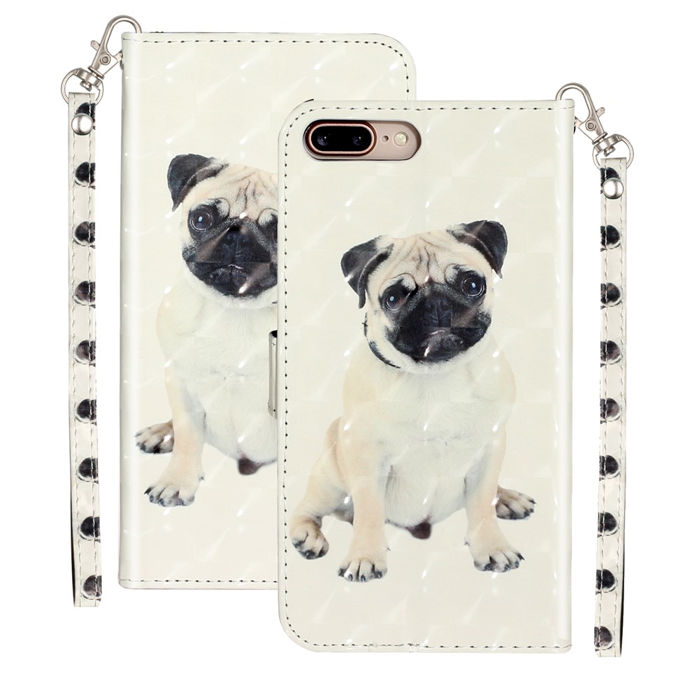 Light Spot Decor Pattern Printing Wallet Stand Leather Cover for iPhone 7 Plus/8 Plus 5.5 inch - Dog-2