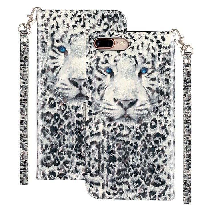 Light Spot Decor Pattern Printing Wallet Stand Leather Cover for iPhone 7 Plus/8 Plus 5.5 inch - Leopard-2