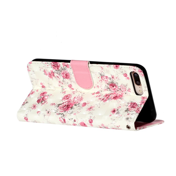 Light Spot Decor Pattern Printing Wallet Stand Leather Cover for iPhone 7 Plus/8 Plus 5.5 inch - Flowers-6