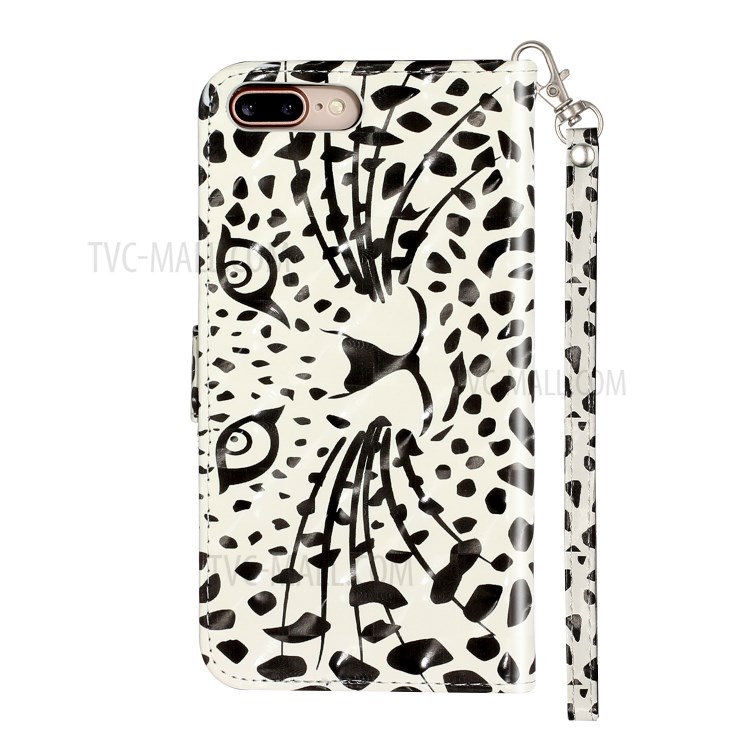 Light Spot Decor Pattern Printing Wallet Stand Leather Cover for iPhone 7 Plus/8 Plus 5.5 inch - Leopard Face-4