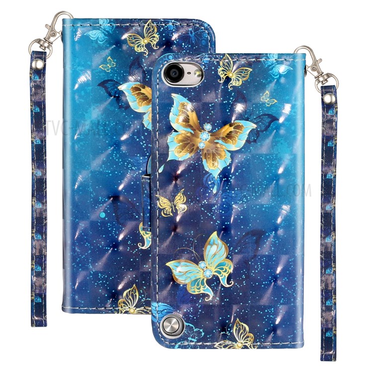 Light Spot Decor Pattern Printing Wallet Stand Flip Leather Case for Apple iPod Touch 6/5 - Butterfly-2