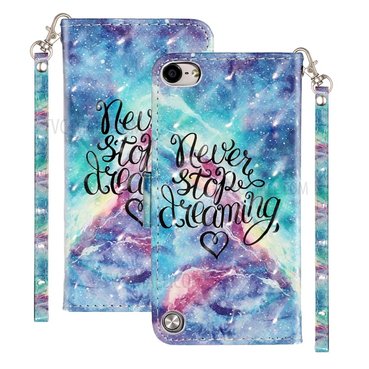 Light Spot Decor Pattern Printing Wallet Stand Flip Leather Case for Apple iPod Touch 6/5 - Never Stop Dreaming-2