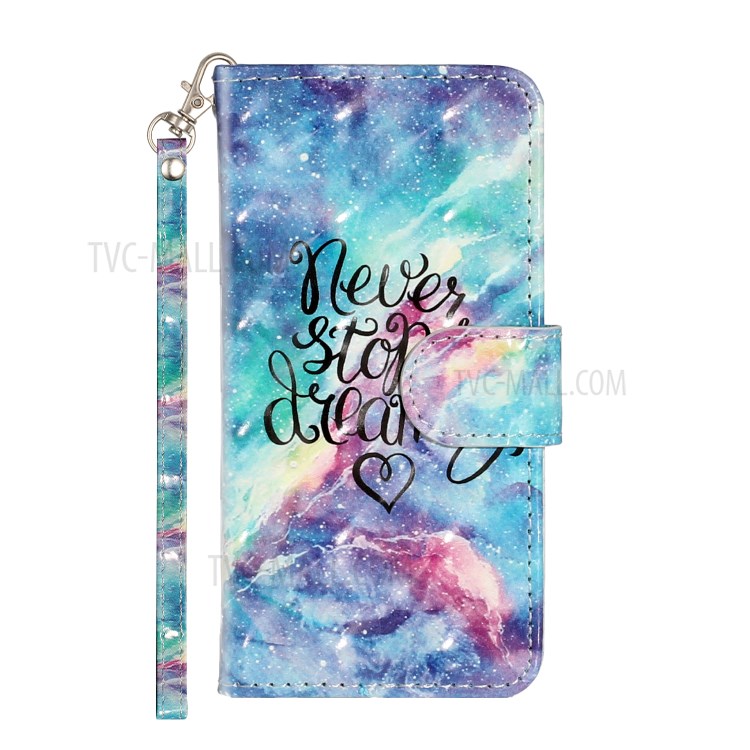 Light Spot Decor Pattern Printing Wallet Stand Flip Leather Case for Apple iPod Touch 6/5 - Never Stop Dreaming-3