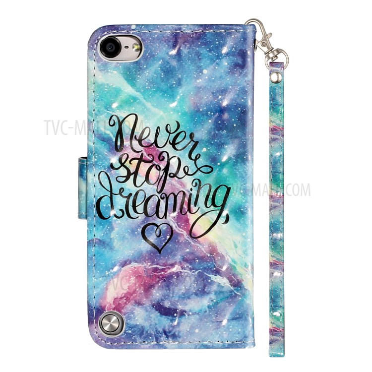 Light Spot Decor Pattern Printing Wallet Stand Flip Leather Case for Apple iPod Touch 6/5 - Never Stop Dreaming-4