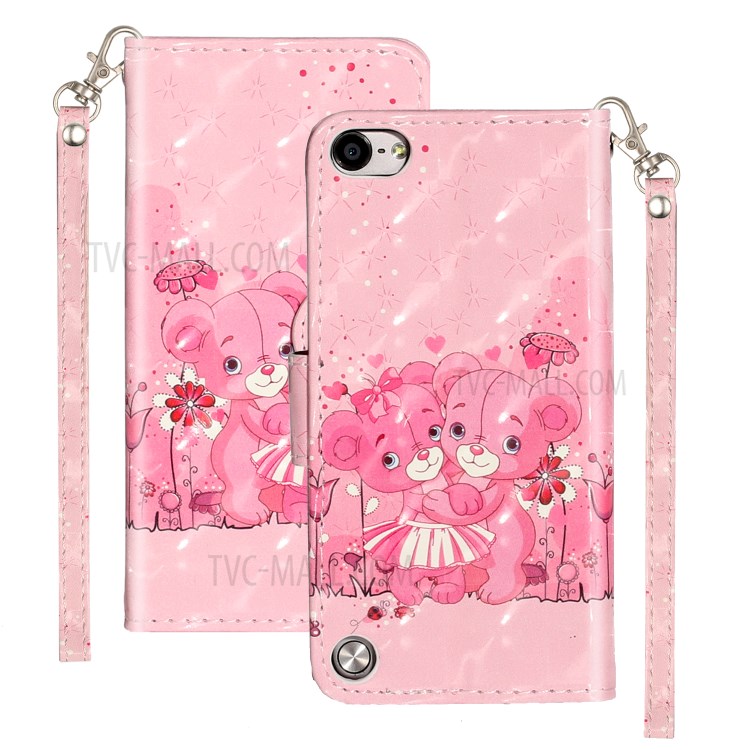 Light Spot Decor Pattern Printing Wallet Stand Flip Leather Case for Apple iPod Touch 6/5 - Bears-2