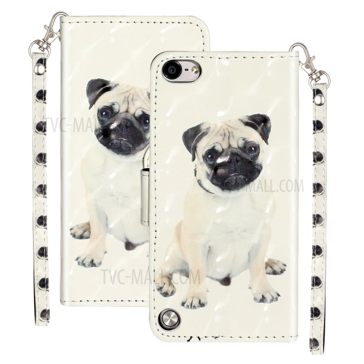 Light Spot Decor Pattern Printing Wallet Stand Flip Leather Case for Apple iPod Touch 6/5 - Dog-2