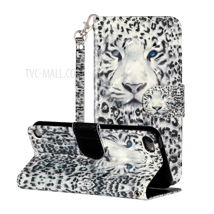 Light Spot Decor Pattern Printing Wallet Stand Flip Leather Case for Apple iPod Touch 6/5 - Leopard-1