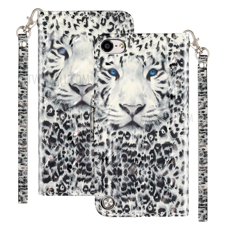 Light Spot Decor Pattern Printing Wallet Stand Flip Leather Case for Apple iPod Touch 6/5 - Leopard-2