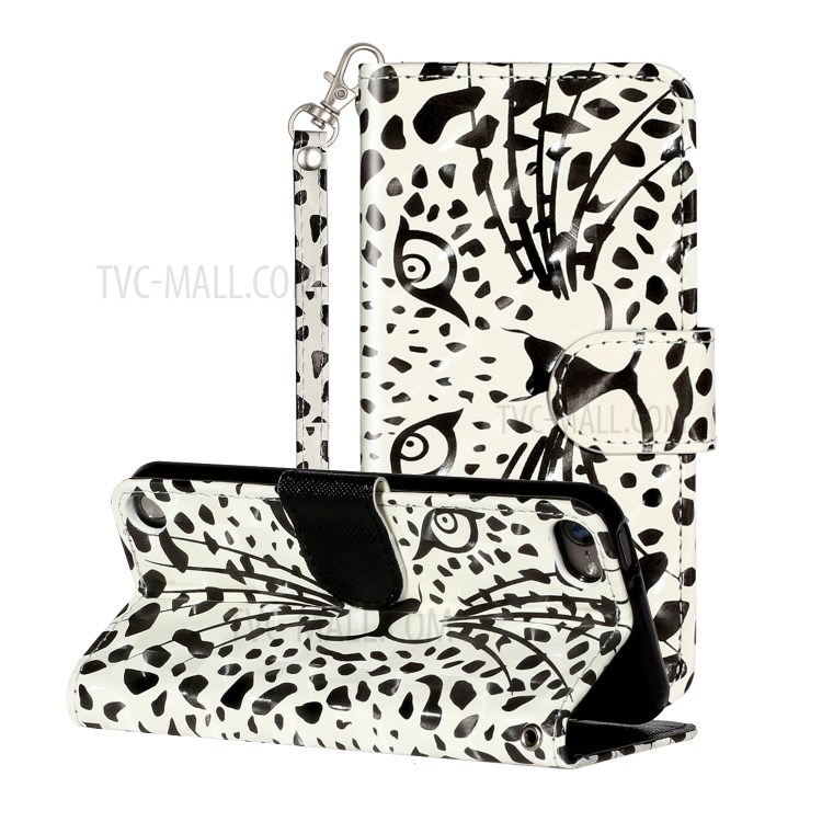 Light Spot Decor Pattern Printing Wallet Stand Flip Leather Case for Apple iPod Touch 6/5 - Leopard Face-1