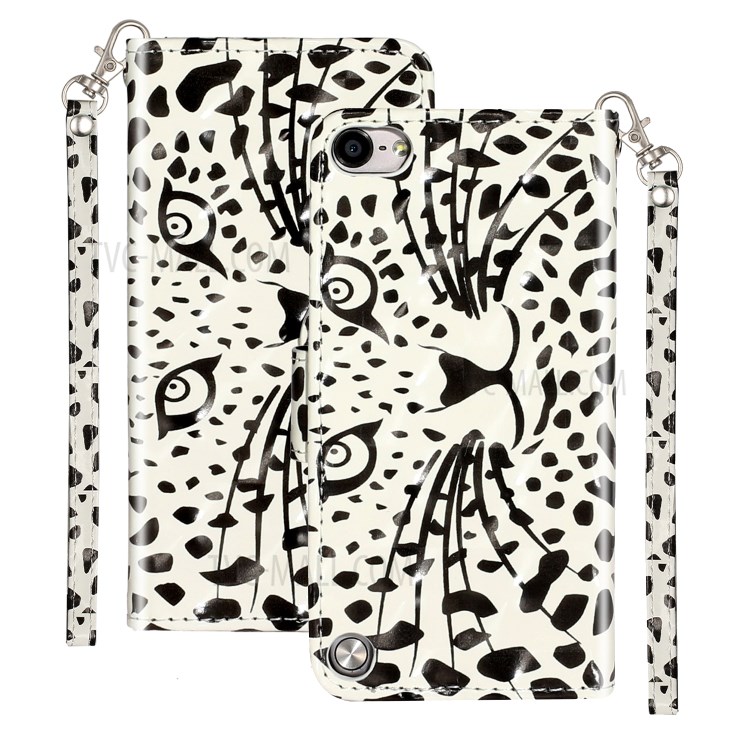 Light Spot Decor Pattern Printing Wallet Stand Flip Leather Case for Apple iPod Touch 6/5 - Leopard Face-2