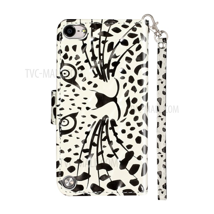 Light Spot Decor Pattern Printing Wallet Stand Flip Leather Case for Apple iPod Touch 6/5 - Leopard Face-4