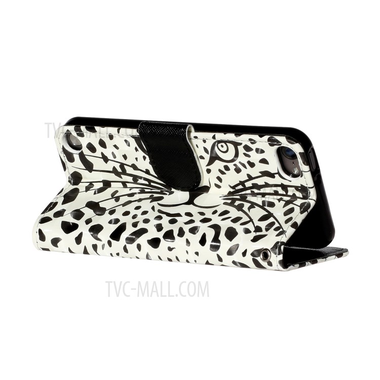 Light Spot Decor Pattern Printing Wallet Stand Flip Leather Case for Apple iPod Touch 6/5 - Leopard Face-6