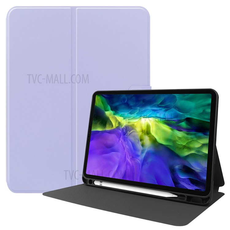 Smart PU Leather Stand Tablet Case with Pen Slot for iPad Pro 11-inch (2020)/(2018) - Purple-1