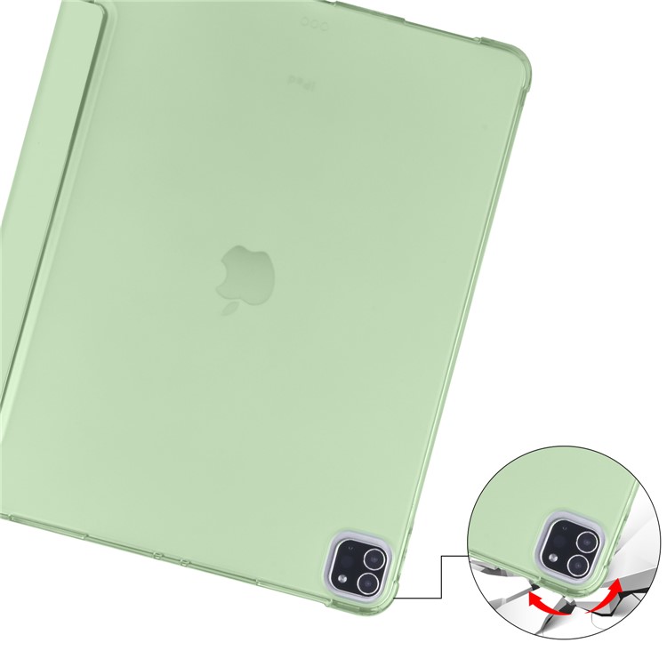 Tri-fold Stand Wake/Sleep Leather Tablet Shell with Pen Slot for iPad Pro 12.9-inch (2020)/(2018) - Light Green-6