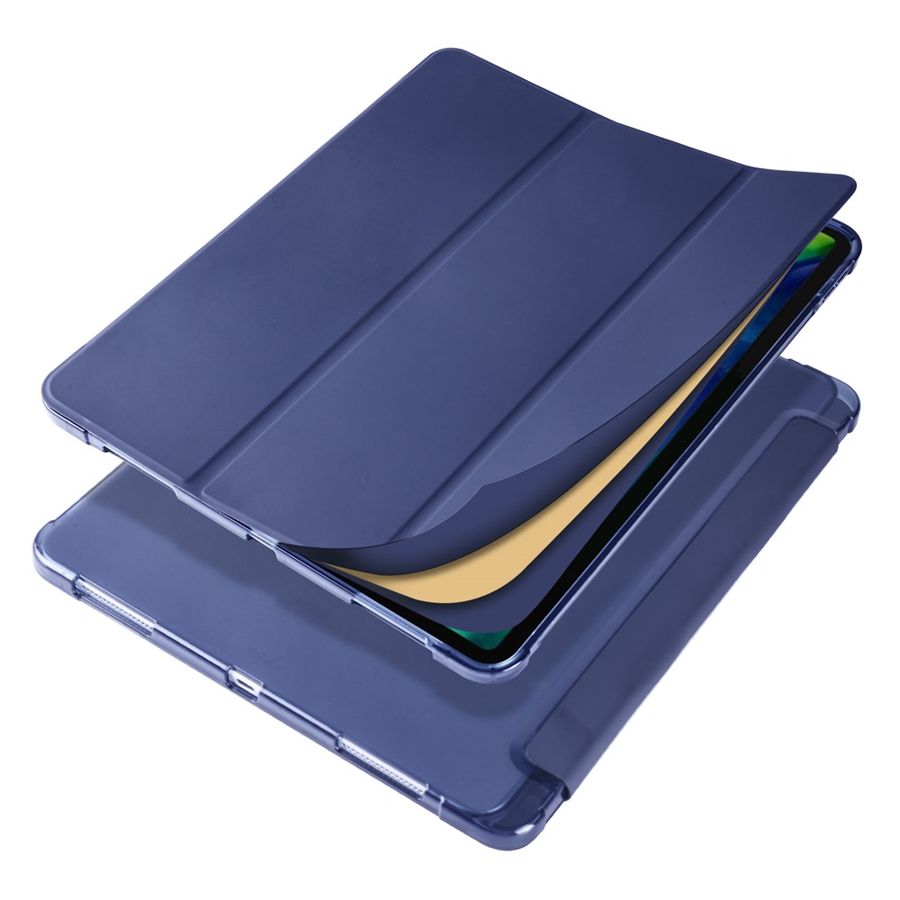 Tri-fold Stand Wake/Sleep Leather Tablet Capas Con Ranura Para Lápiz Para Ipad Pro de 12.9 Pulgadas (2020)/(2018) - Azul