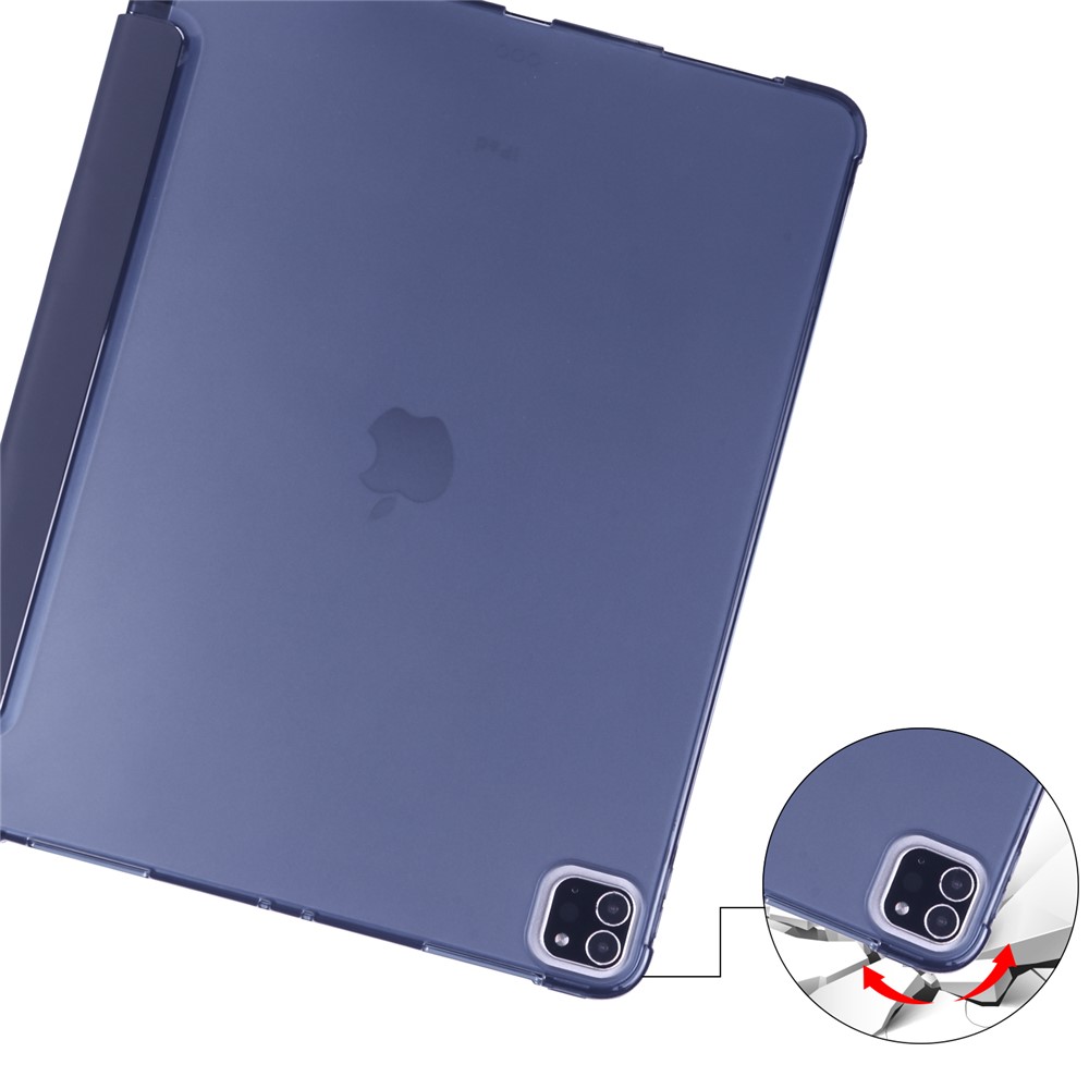 Tri-fold Stand Wake/Sleep Leathet Case Case Con Slot a Penna Per Ipad Pro 12,9 Pollici (2020)/(2018) - Blu