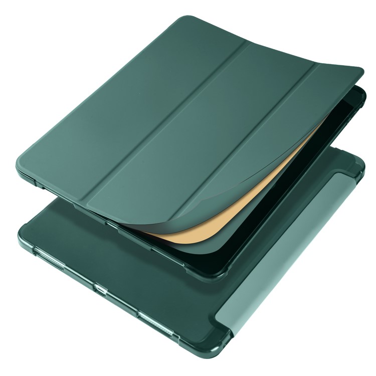 Tri-fold Stand Wake / Sleep Leather Tablet Case Shell with Pen Slot for iPad Pro 12.9 (2022) / (2021) / (2020) / (2018) - Dark Green-2