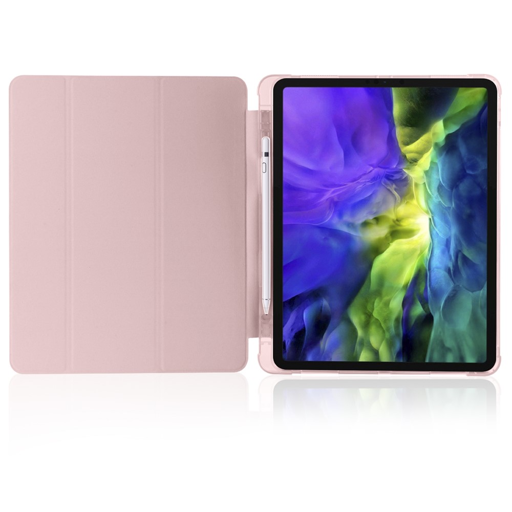 Tri-fold Stand Leather Smart Cover with Pen Slot for iPad Pro 11-inch (2020)/(2018) - Rose Gold-4