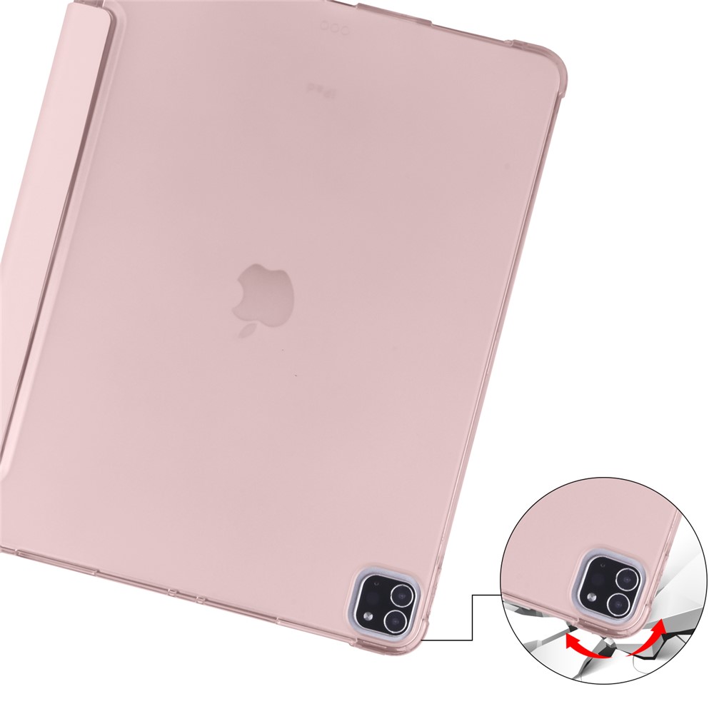 Tri-fold Stand Leather Smart Cover with Pen Slot for iPad Pro 11-inch (2020)/(2018) - Rose Gold-6