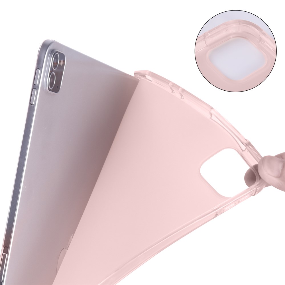 Tri-fold Stand Leather Smart Cover with Pen Slot for iPad Pro 11-inch (2020)/(2018) - Rose Gold-7