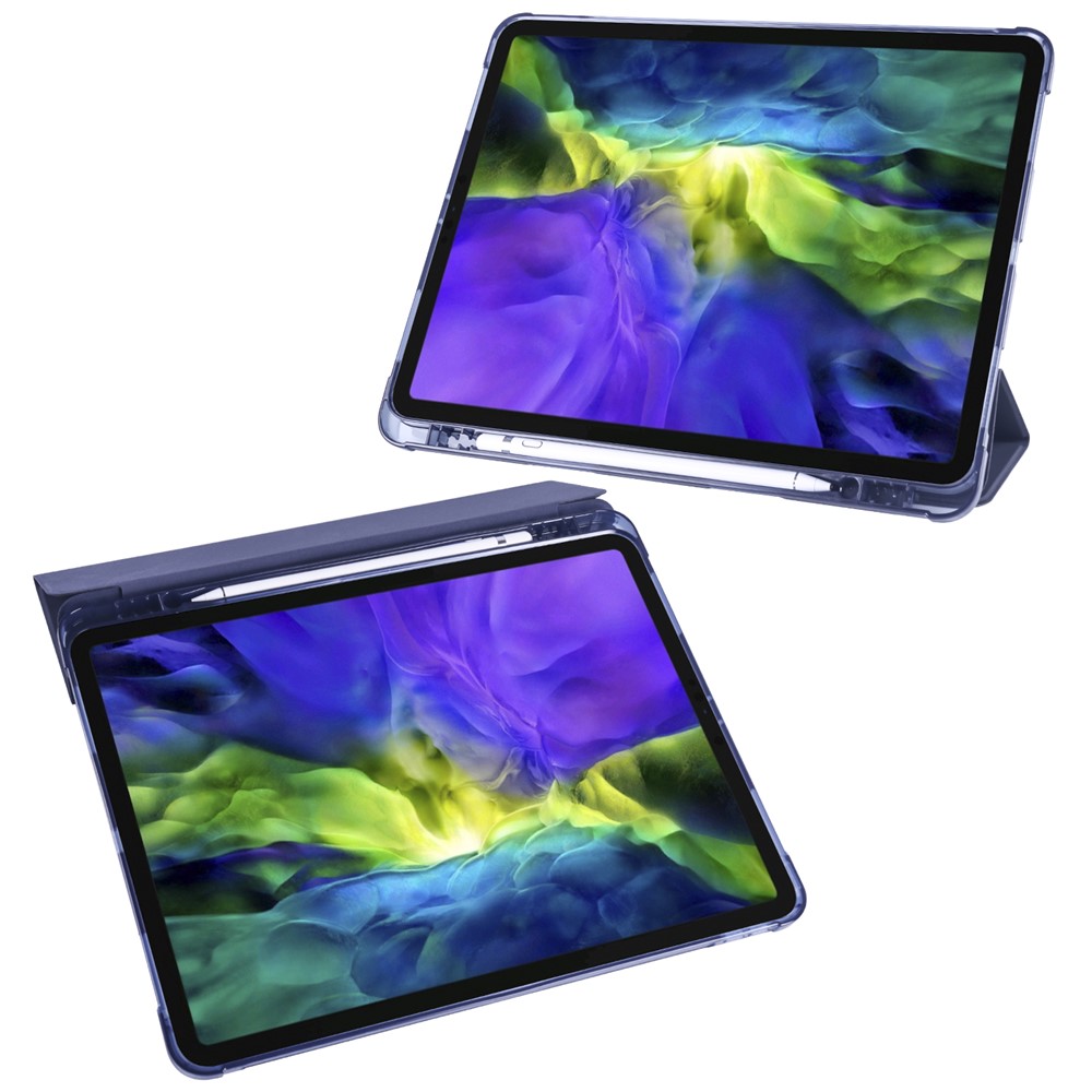 Tri-fold Stand Leather Smart Cover with Pen Slot for iPad Pro 11-inch (2020)/(2018) - Blue-3