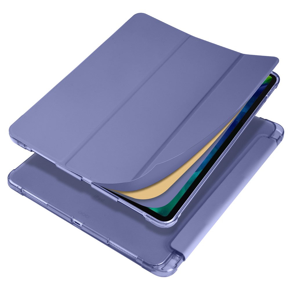 Tri-fold Stand Leather Smart Cover with Pen Slot for iPad Pro 11-inch (2020)/(2018) - Purple-2