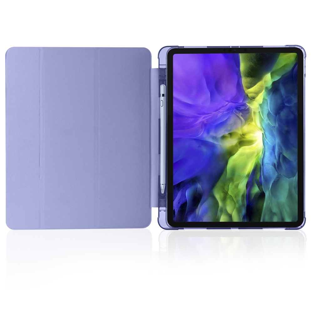 Tri-fold Stand Leather Smart Cover with Pen Slot for iPad Pro 11-inch (2020)/(2018) - Purple-4
