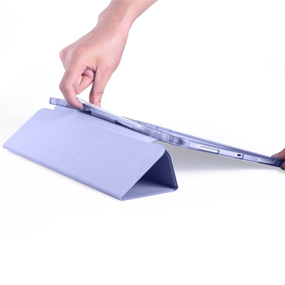 Tri-fold Stand Leather Smart Cover with Pen Slot for iPad Pro 11-inch (2020)/(2018) - Purple-5