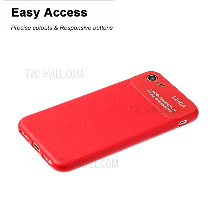PU Leather Coated TPU Phone Case for Apple iPhone 7/8/SE 2020 - Red-3