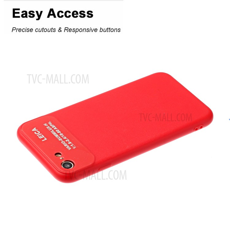 PU Leather Coated TPU Phone Case for Apple iPhone 7/8/SE 2020 - Red-4