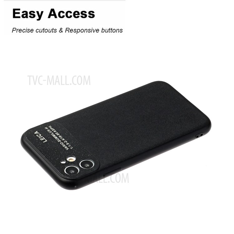 PU Leather Skin Soft TPU Phone Case with Camera Covering for Apple iPhone 11 6.1 inch - Black-4