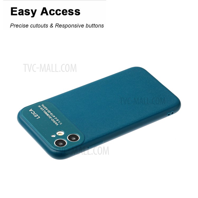 PU Leather Skin Soft TPU Phone Case with Camera Covering for Apple iPhone 11 6.1 inch - Blue-4