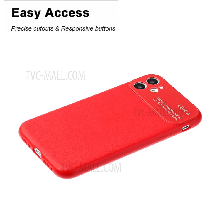 PU Leather Skin Soft TPU Phone Case with Camera Covering for Apple iPhone 11 6.1 inch - Red-3