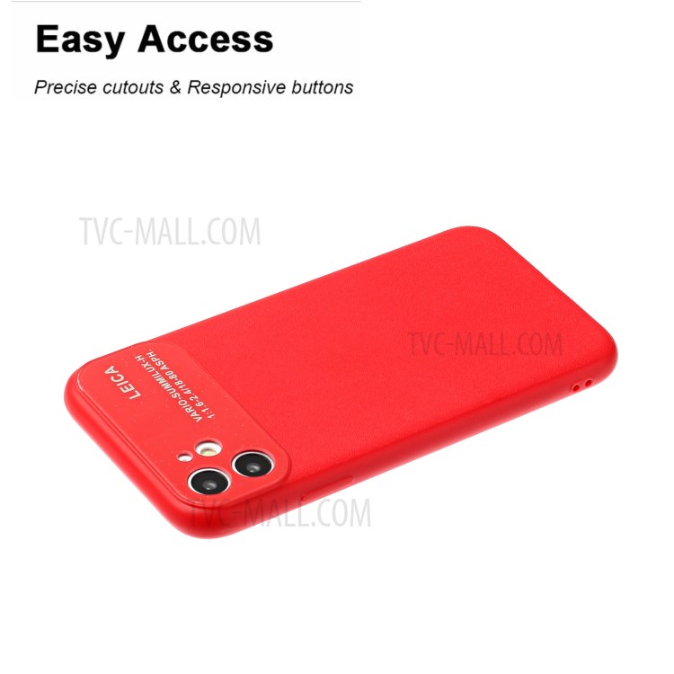 PU Leather Skin Soft TPU Phone Case with Camera Covering for Apple iPhone 11 6.1 inch - Red-4