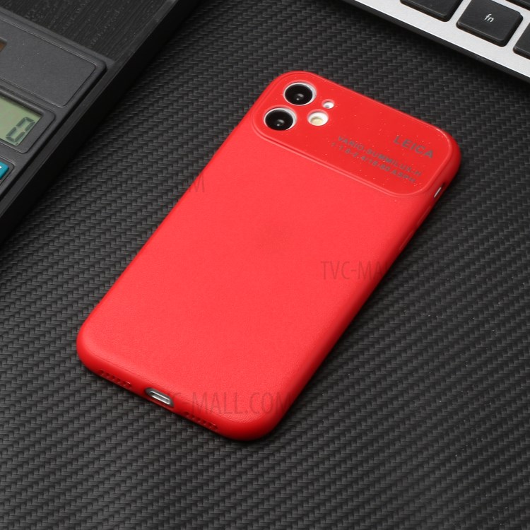 PU Leather Skin Soft TPU Phone Case with Camera Covering for Apple iPhone 11 6.1 inch - Red-5