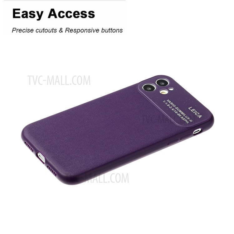 PU Leather Skin Soft TPU Phone Case with Camera Covering for Apple iPhone 11 6.1 inch - Purple-3