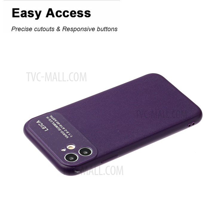 PU Leather Skin Soft TPU Phone Case with Camera Covering for Apple iPhone 11 6.1 inch - Purple-4