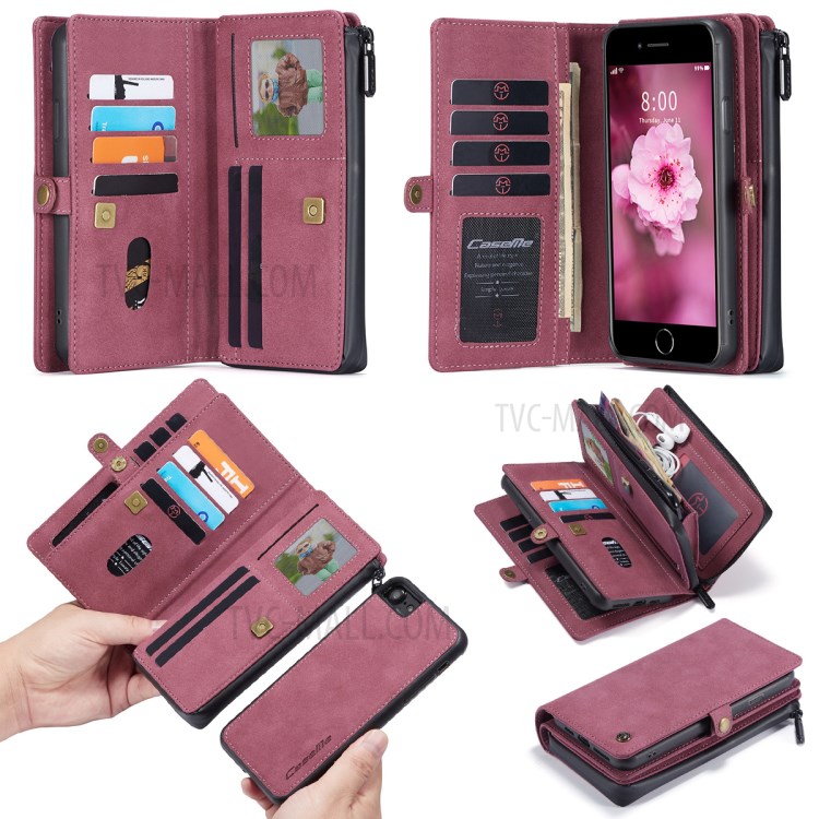 CASEME 018 Series Leather Case for iPhone SE (2nd Generation)/8/7 - Wine Red-1