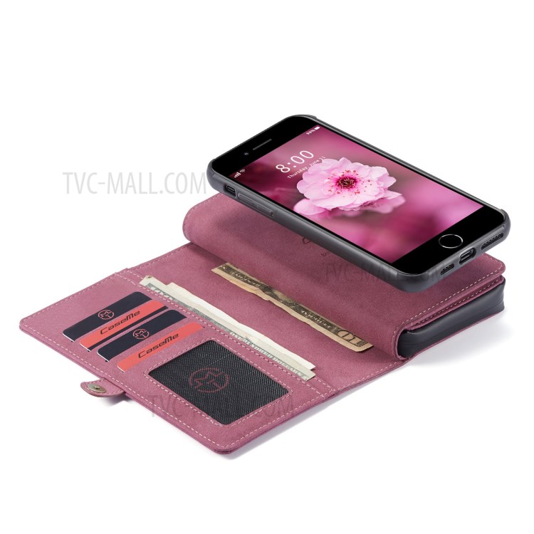 CASEME 018 Series Leather Case for iPhone SE (2nd Generation)/8/7 - Wine Red-13