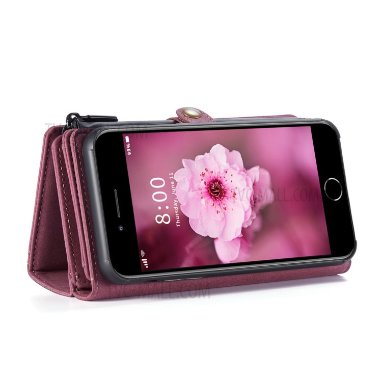 CASEME 018 Series Leather Case for iPhone SE (2nd Generation)/8/7 - Wine Red-14