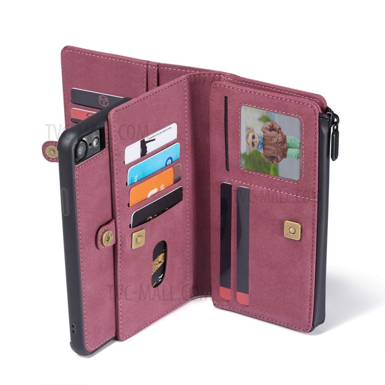 CASEME 018 Series Leather Case for iPhone SE (2nd Generation)/8/7 - Wine Red-15
