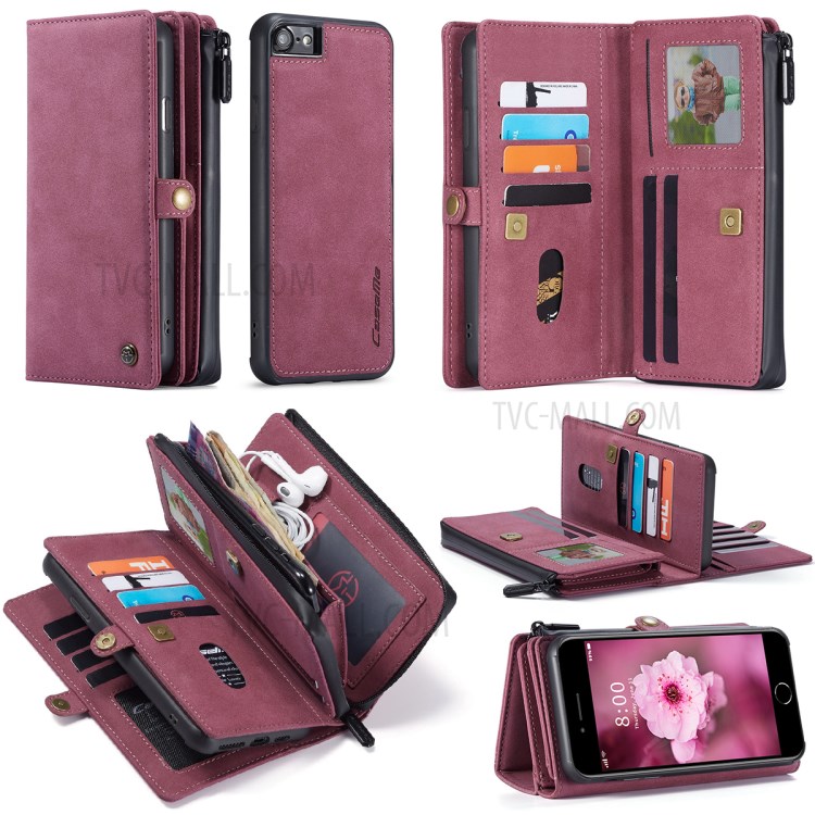 CASEME 018 Series Leather Case for iPhone SE (2nd Generation)/8/7 - Wine Red-2