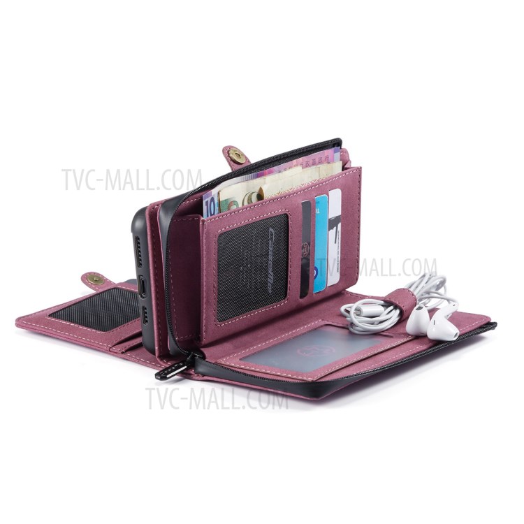 CASEME 018 Series Leather Case for iPhone SE (2nd Generation)/8/7 - Wine Red-23