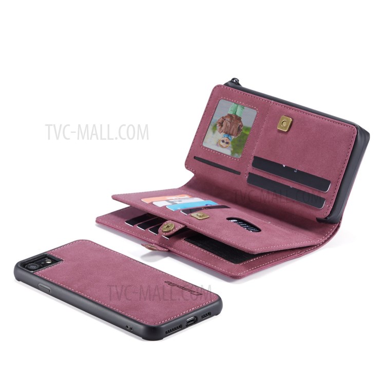 CASEME 018 Series Leather Case for iPhone SE (2nd Generation)/8/7 - Wine Red-26