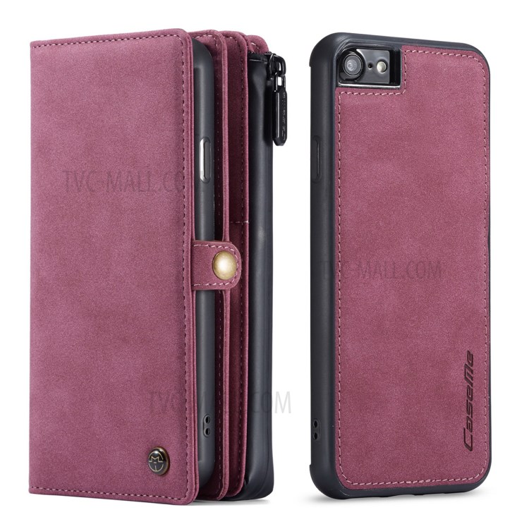 CASEME 018 Series Leather Case for iPhone SE (2nd Generation)/8/7 - Wine Red-31