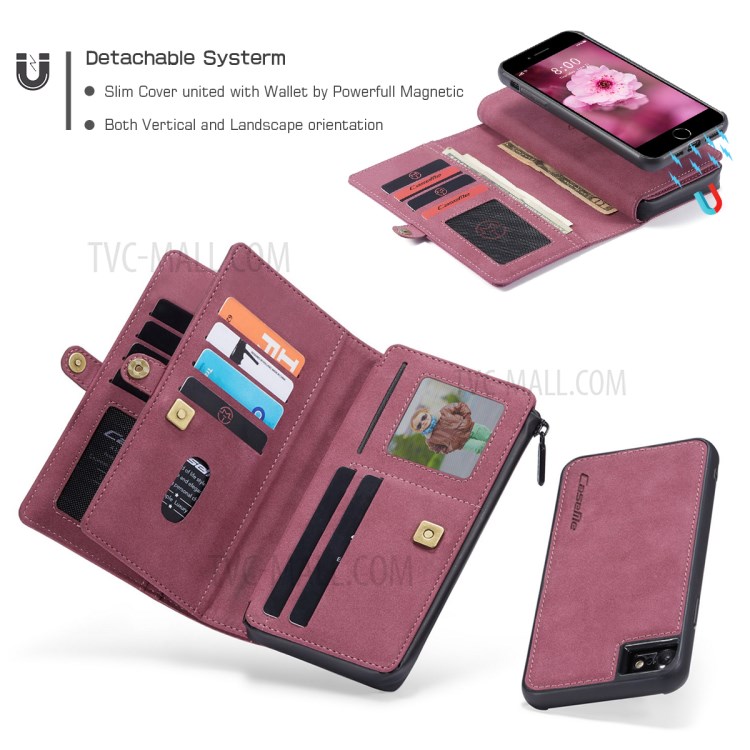 CASEME 018 Series Leather Case for iPhone SE (2nd Generation)/8/7 - Wine Red-6