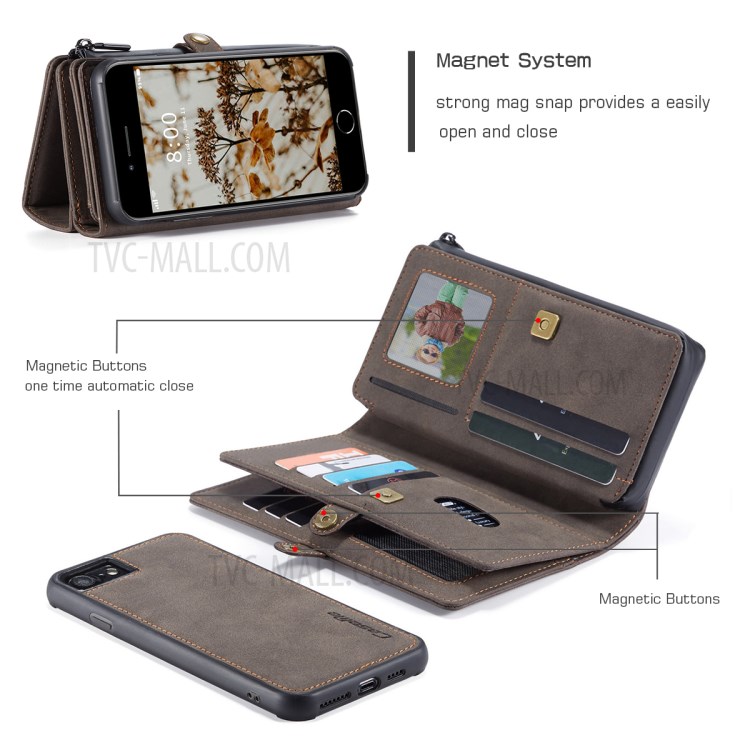 CASEME 018 Series Leather Case for iPhone SE (2nd Generation)/8/7 - Brown-8