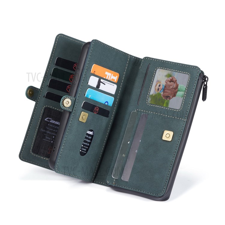 Casema de la Serie Caseme 018 Para Iphone SE (2020)/SE (2022)/8/7 Ranuras de Tarjetas Múltiples de Cuero Esmerilado 2 en 1 - Verde