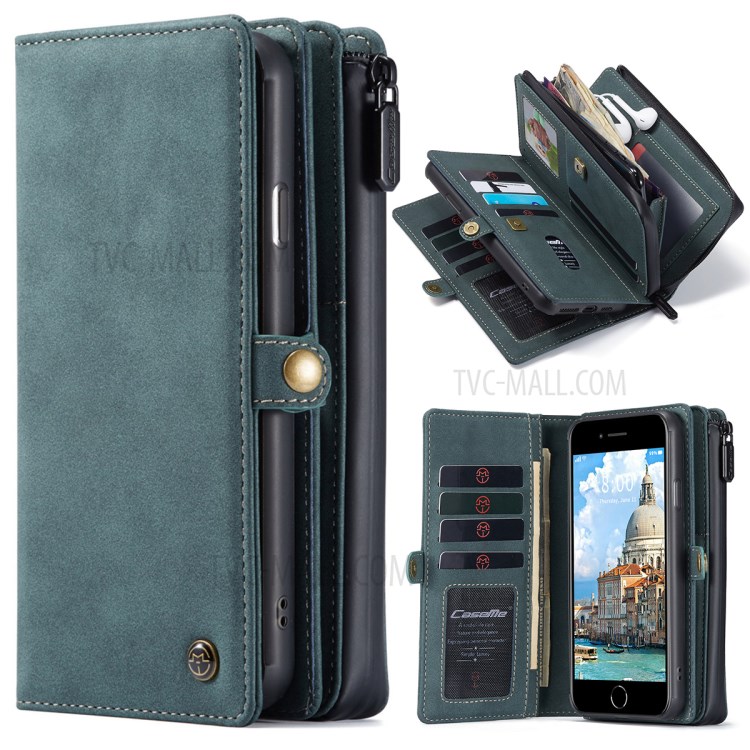 Case Della Serie Caseme 018 Per Iphone SE (2020)/SE (2022)/8/7 in Pelle Glassata Magnetica 2-in-1 Slot a Più Schede Multipli - Verde-26