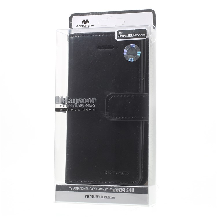 MERCURY GOOSPERY Bolsa de couro Mansoor Wallet para iPhone SE / 5s / 5 - negro-11